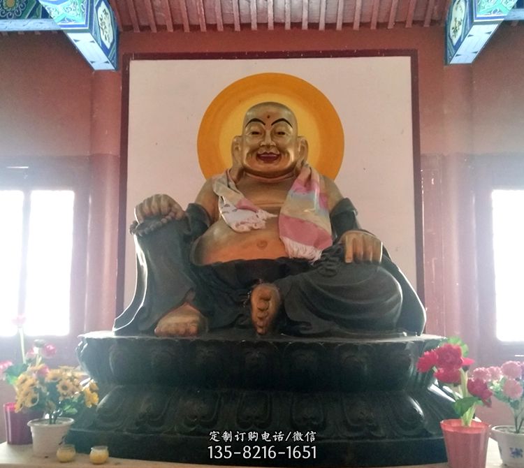 弥勒佛雕塑-大型玻璃钢彩绘寺庙景区供奉弥勒佛雕塑