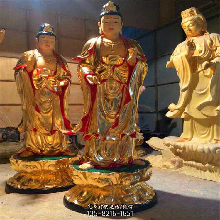 三圣雕塑-玻璃钢彩绘鎏金大型景观供奉三圣雕塑
