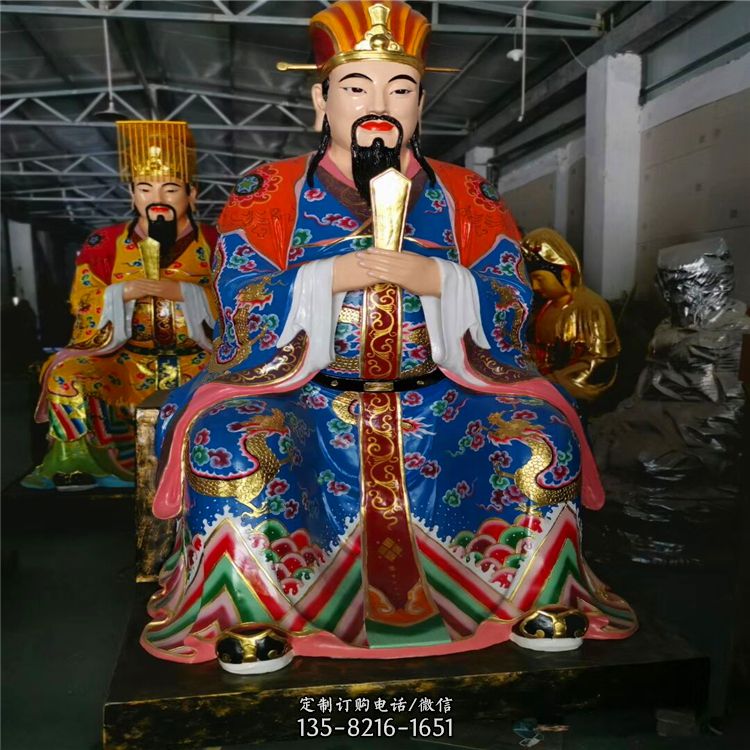 玻璃钢彩绘寺庙神佛泰山神东岳大帝雕塑