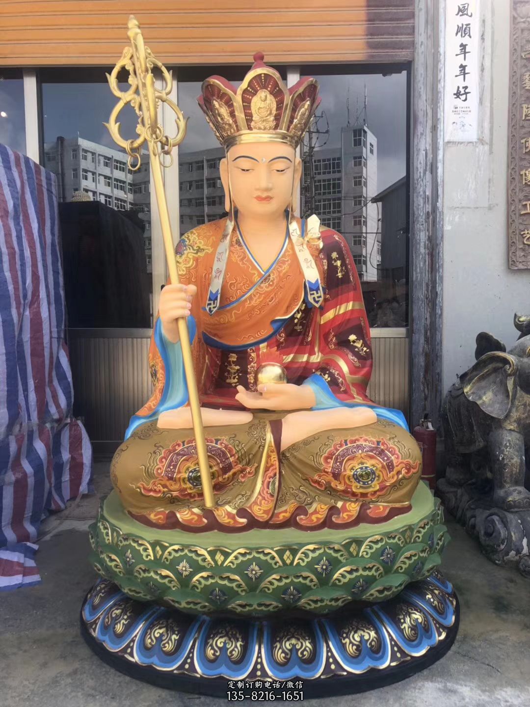 地藏王雕塑-寺庙大型佛像供奉玻璃钢地藏王雕塑