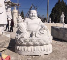 弥勒佛雕塑-景区大型汉白玉石雕大肚子弥勒佛雕塑