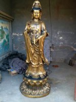 观音雕塑-景区寺庙铜雕仿古做旧观音雕塑