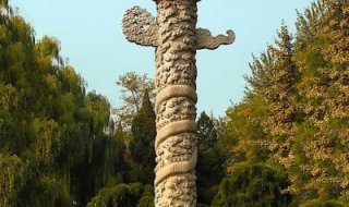 龙柱雕塑-寺庙雕刻八仙龙柱雕塑