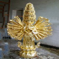 观音雕塑-寺庙景区漆金铜雕十面千手观音雕塑