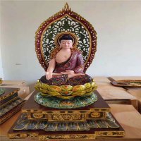 三宝佛雕塑-树脂彩绘庭院寺庙供奉的三宝佛雕塑