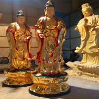 三圣雕塑-玻璃钢彩绘鎏金大型景观供奉三圣雕塑