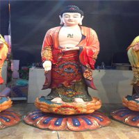 三圣雕塑-寺庙供奉神佛站立的玻璃钢彩绘三圣雕塑