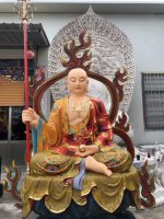 地藏王雕塑-户外大型玻璃钢彩绘佛像地藏王雕塑