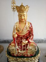 地藏王雕塑-寺庙佛像铜铸彩绘手拿法杖的地藏王雕塑