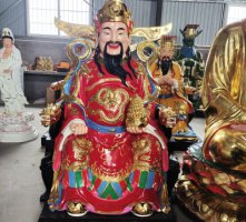 玻璃钢彩绘手拿元宝寺庙供奉神佛财神雕塑